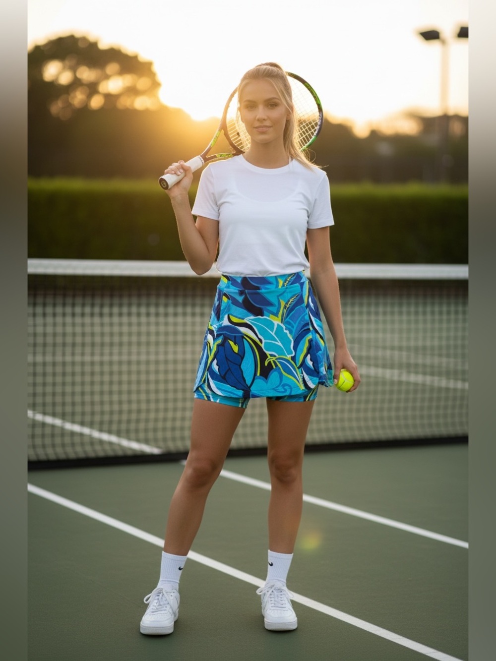 Tribal Jet Blue Tropical Print Athletic Skort XS NWT UPF 50